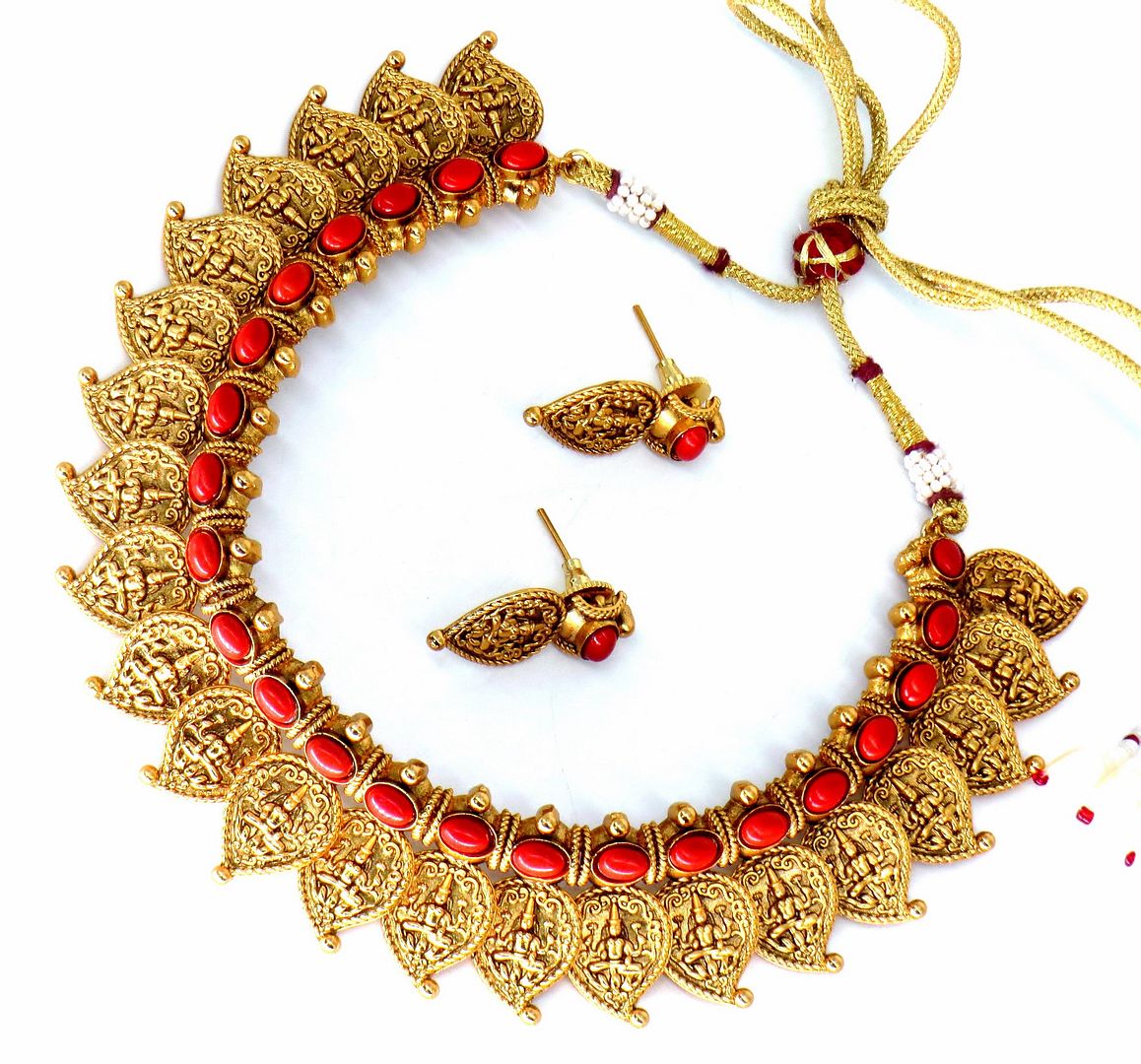 Jewelshingar Jewellery Fine Antique Polki Kundan Gold Plated Pink Colour Necklace For Women ( 61224AST )