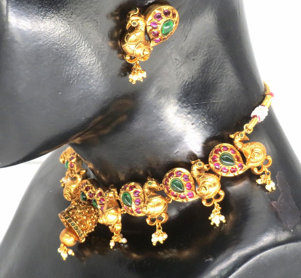 Jewelshingar Jewellery Fine Antique Polki Kundan Gold Plated Multi Colour Necklace For Women ( 61251AST )