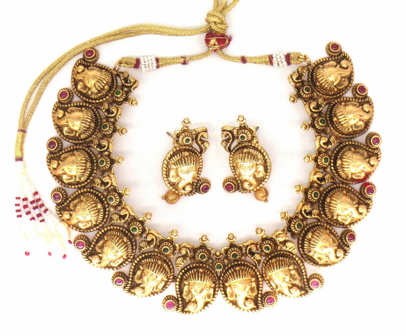 Jewelshingar Jewellery Fine Antique Polki Kundan Gold Plated Multi Colour Necklace For Women ( 61271AST )
