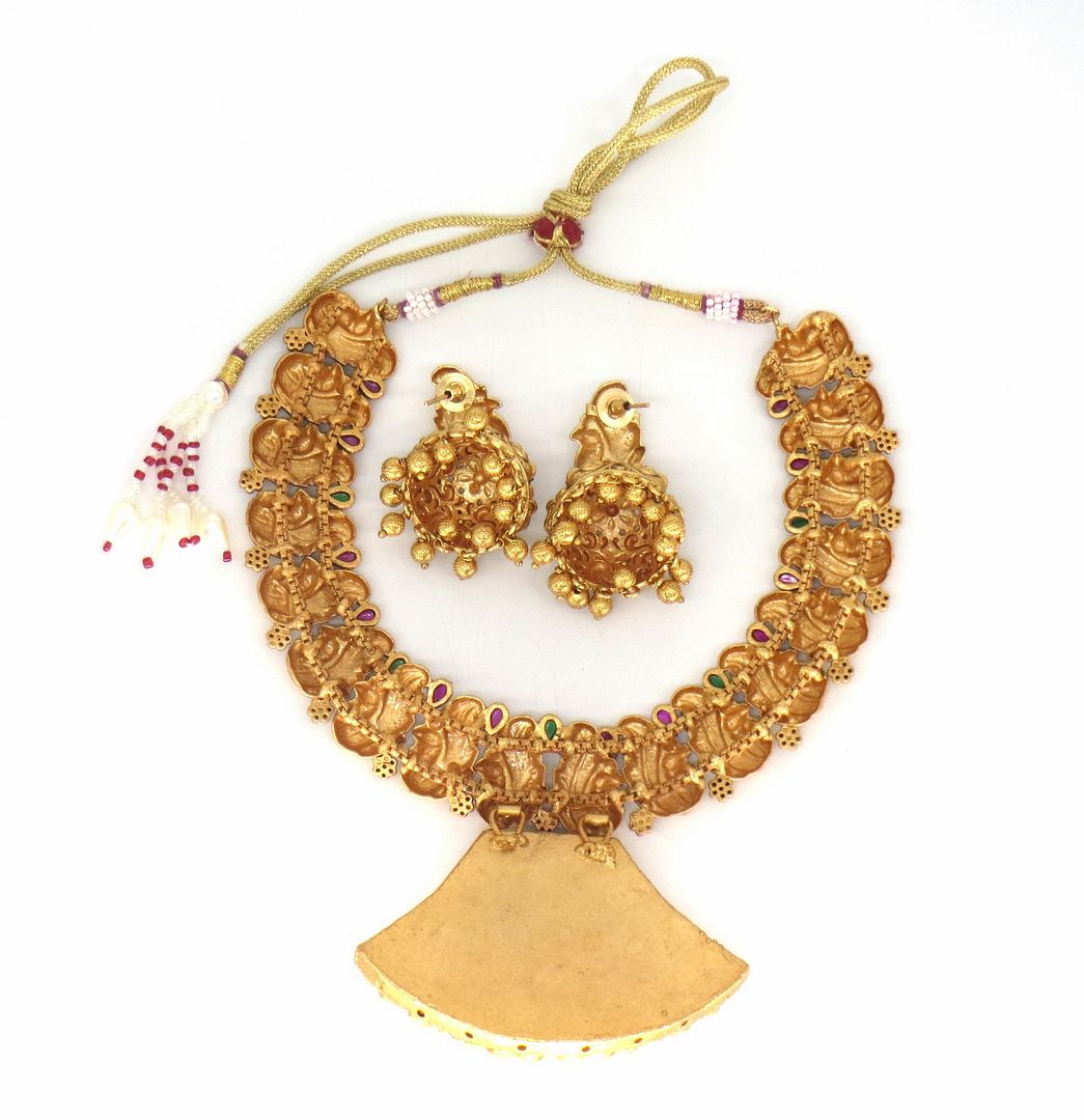 Jewelshingar Jewellery Fine Antique Polki Kundan Gold Plated Multi Colour Necklace For Women ( 61292AST )