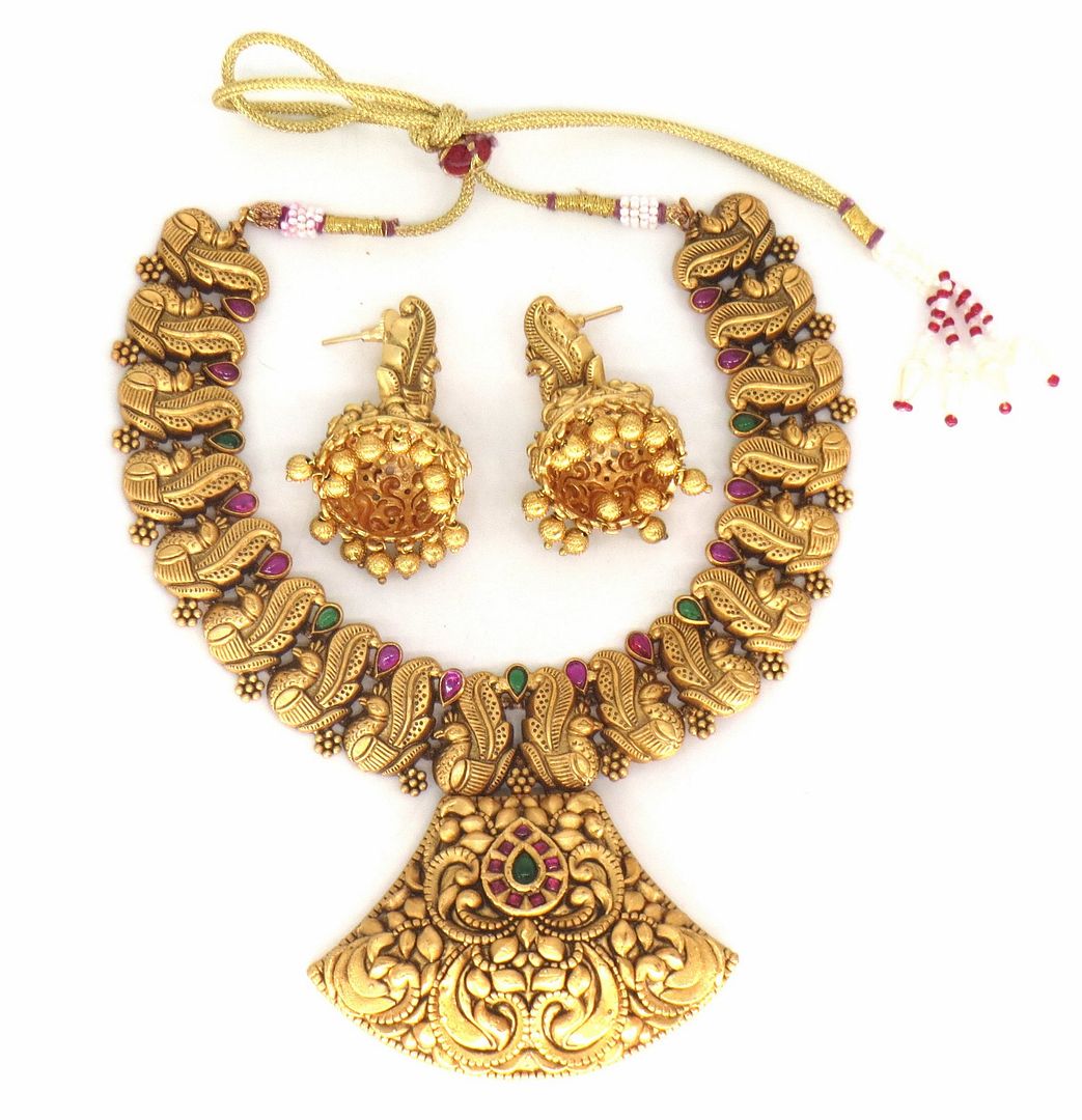 Jewelshingar Jewellery Fine Antique Polki Kundan Gold Plated Multi Colour Necklace For Women ( 61292AST )