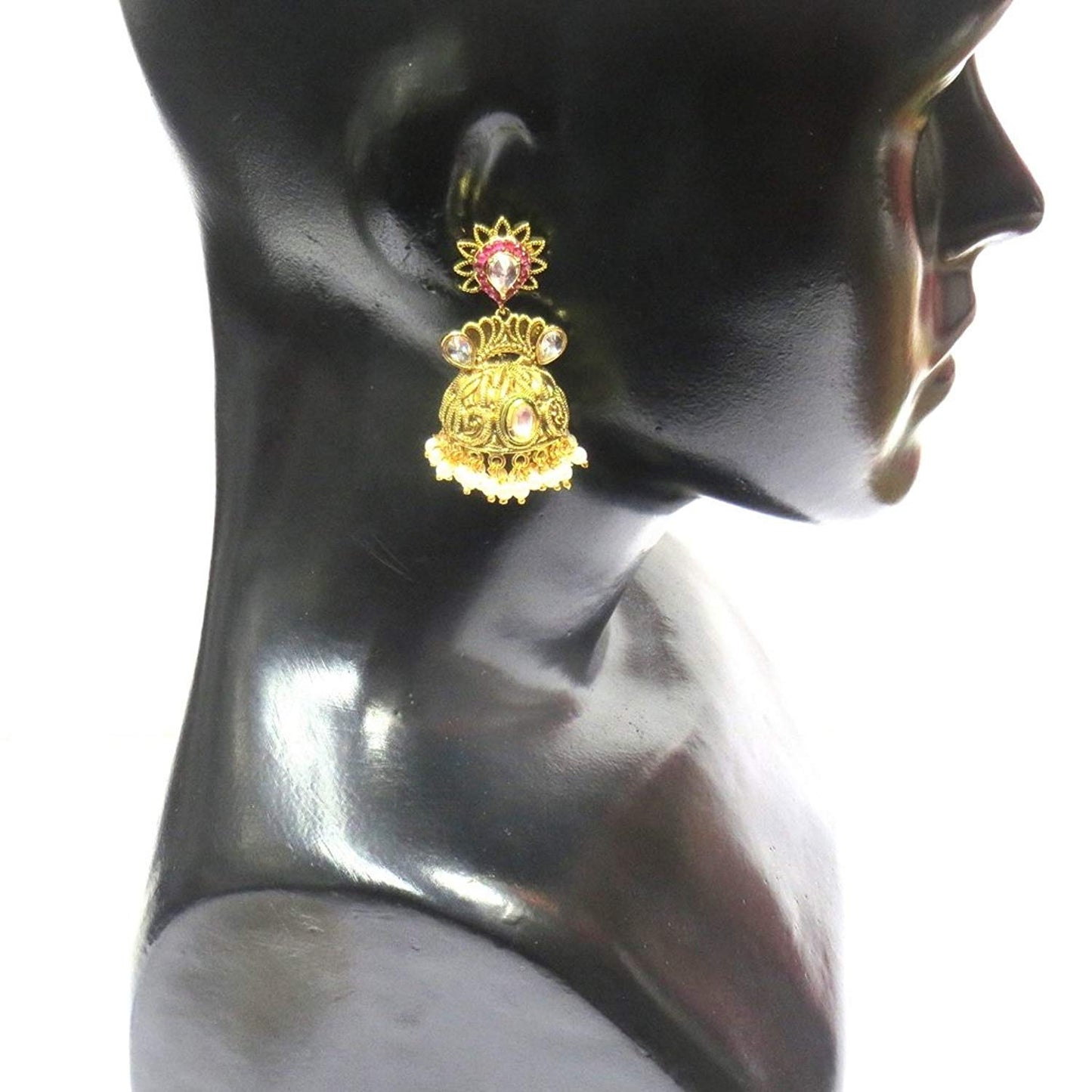 Jewelshingar Jewellery Fine Plated Jhumki Earrings For Women ( 18449-pj-ruby )