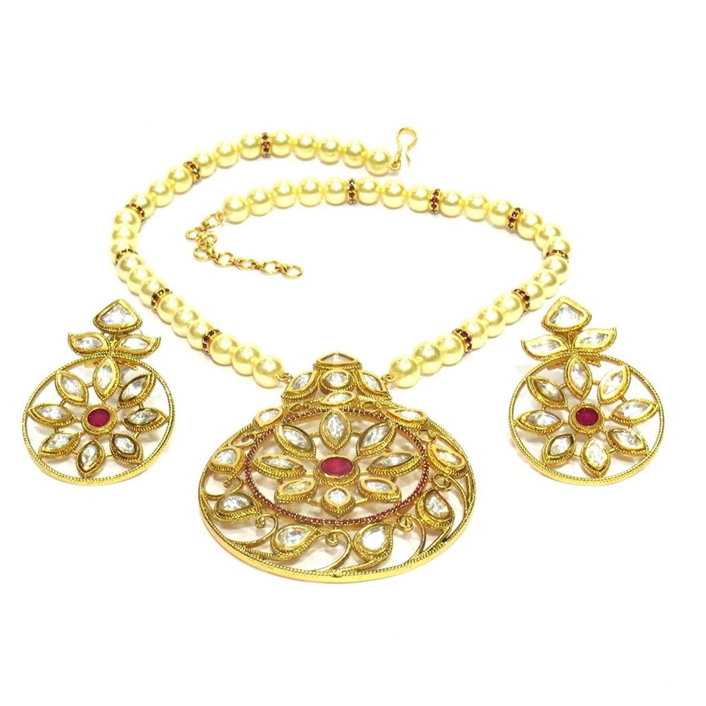 Jewelshingar Jewellery Gold Plated Necklace Set In Gold Colour For Women ( 21263-acs )