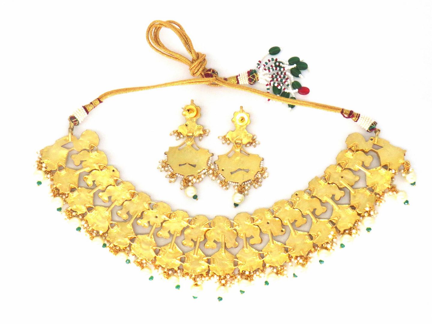Jewelshingar Jewellery Fine Antique Polki Kundan Gold Plated Multi Colour Necklace For Women ( 61325ACS )