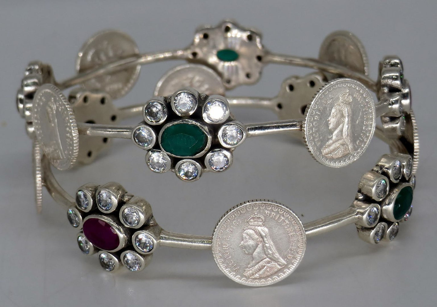 Jewelshingar Jewellery Silver Plated Diamond Bracelets For Women ( 61472SSB )