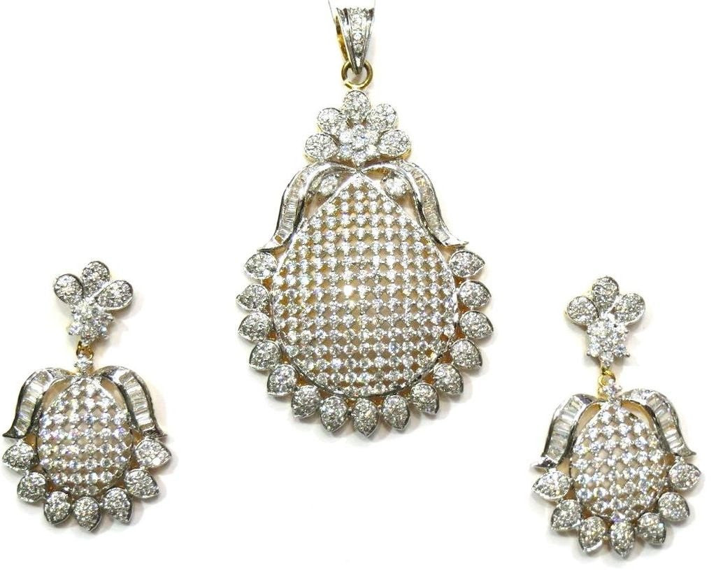 Jewelshingar Women's American Diamond Pendant Silver Set Jewellery ( 5037-psad ) - JEWELSHINGAR