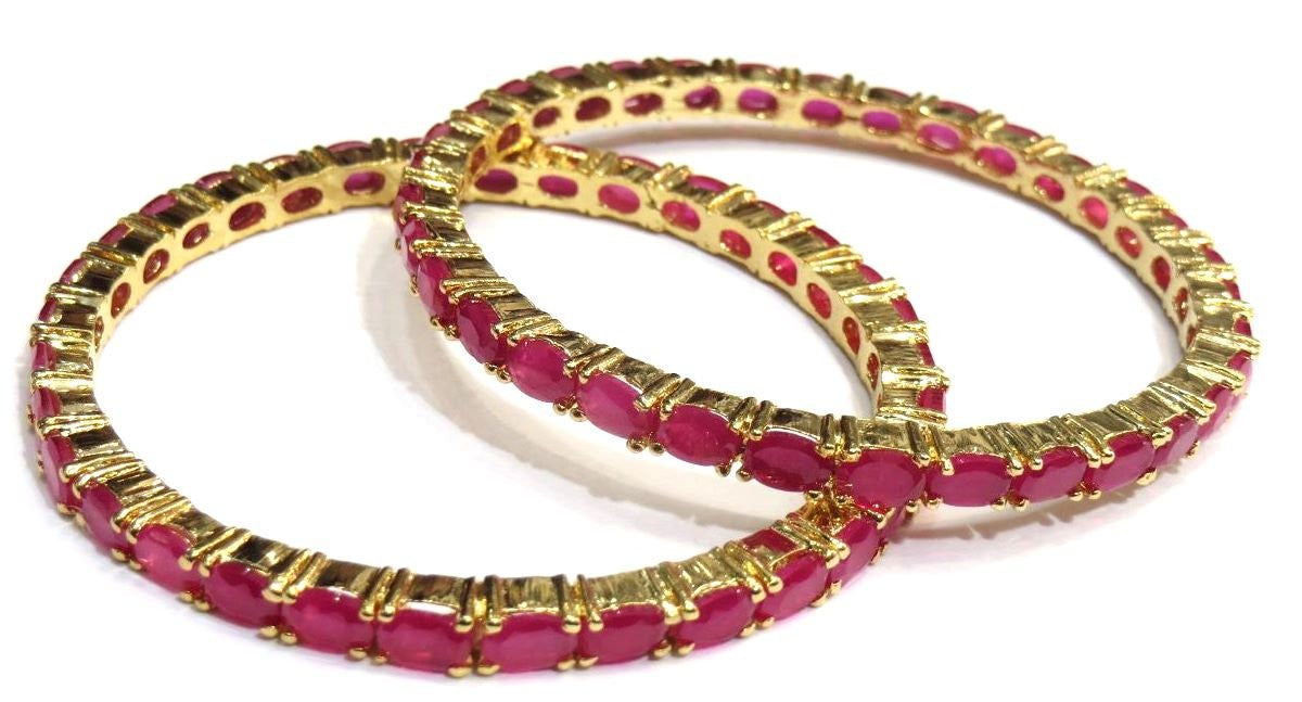 Jewelshingar Women's White Gold Ruby Bangles Jewellery ( 6991-2.4-jb-a ) - JEWELSHINGAR