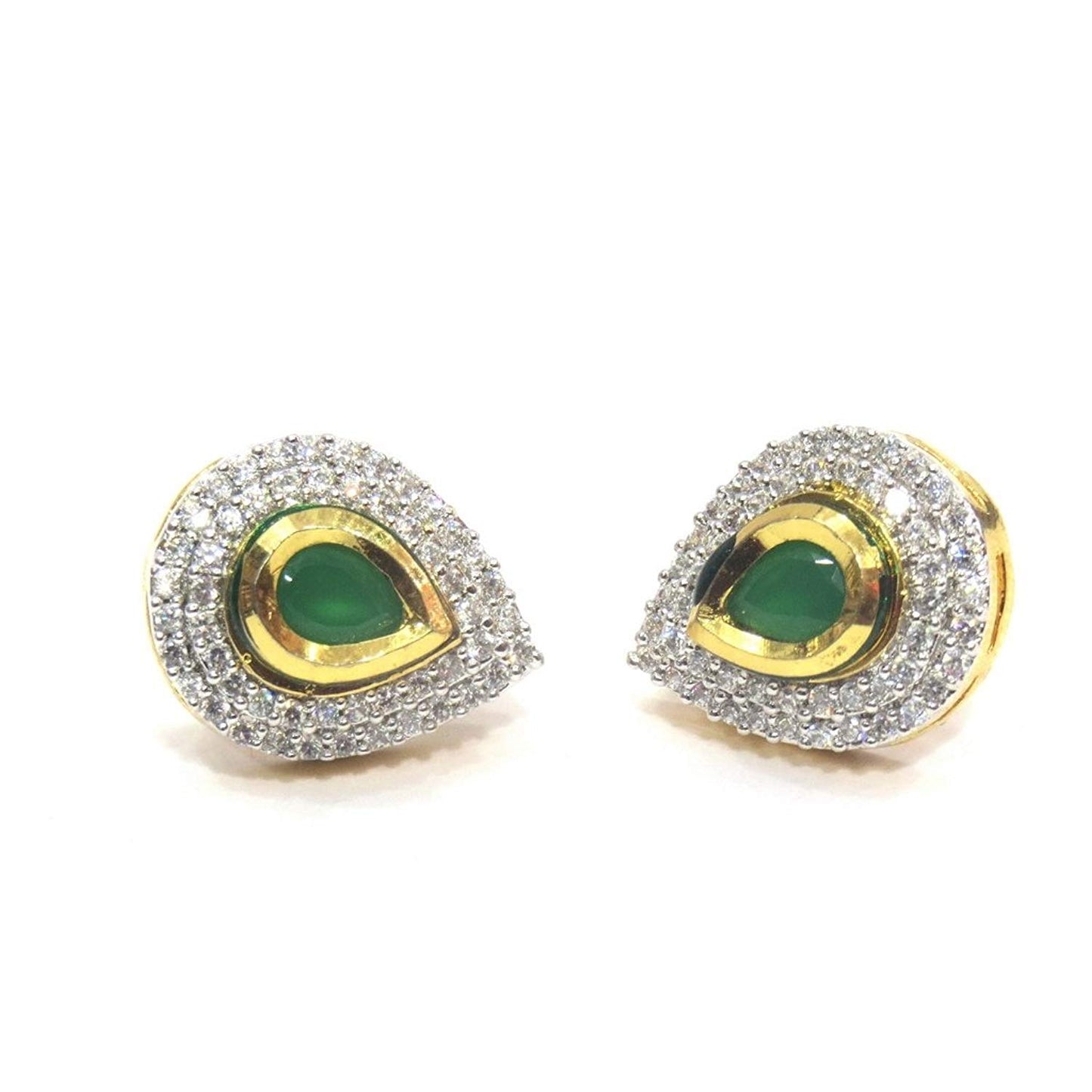 Jewelshingar Jewellery Fine Plated Stud Earrings For Women ( 18121-gjt-green )