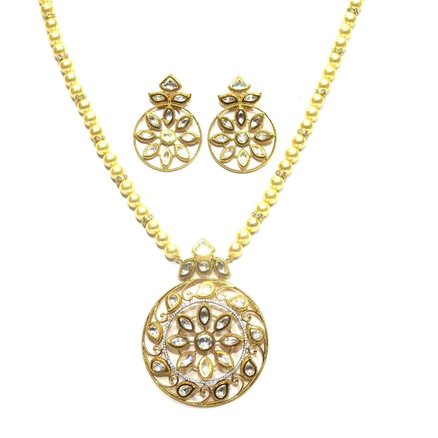 Jewelshingar Jewellery Gold Plated Necklace Set In Gold Colour For Women ( 21267-acs )