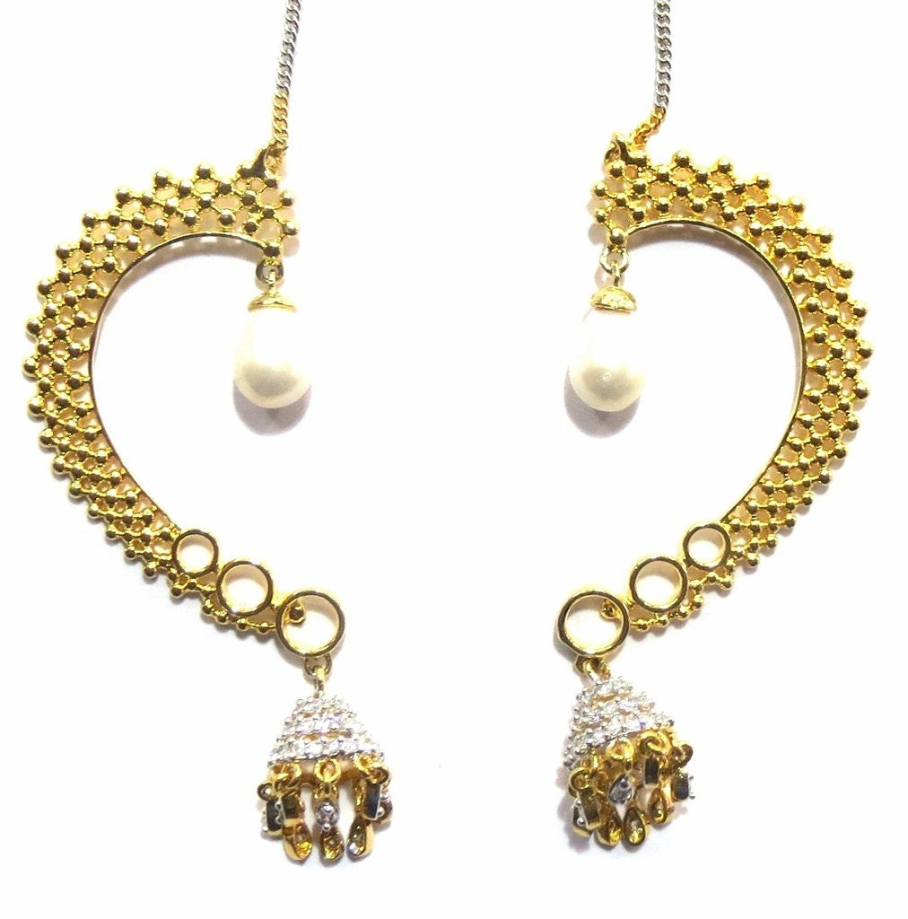 Jewelshingar Women's A.D. Earcuffs Earrings Danglers Ruby Studs Jewellery ( 8639-ec ) - JEWELSHINGAR
