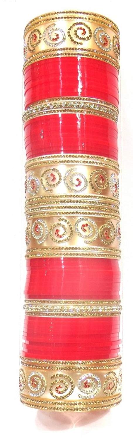 Jewelshingar Jewellery Fine Red Plated Punjabi Chura For Women ( 36712-punjabi-chura-p )