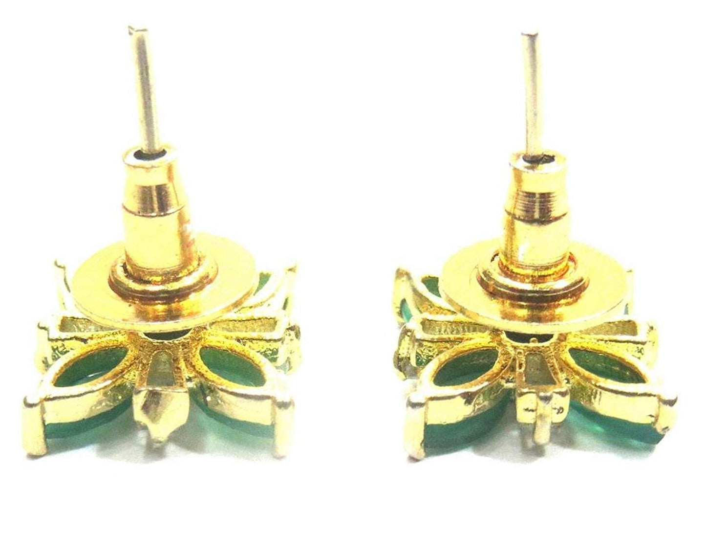 Jewelshingar Jewellery Diamond Looking Stud Earrings For Women ( 39383-ead-studds-green )