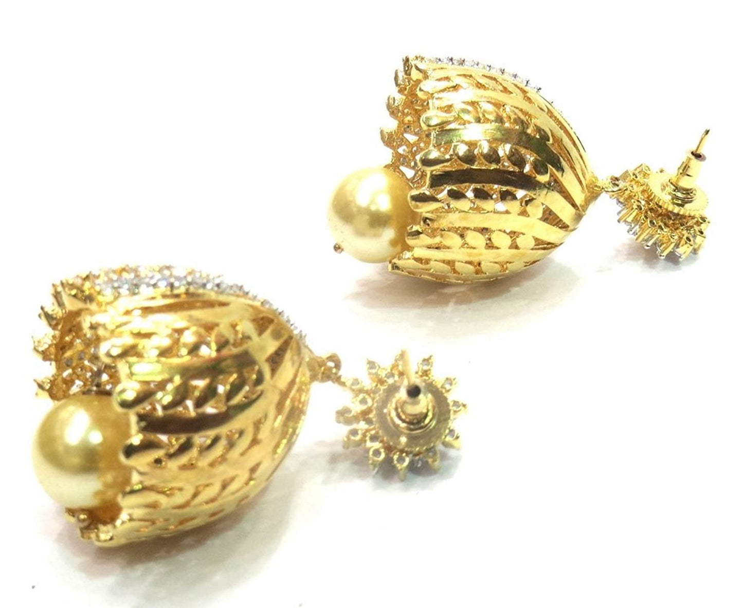 Jewelshingar Jewellery Fine American Diamond Earrings For Women ( 38445-ead-jhumki )