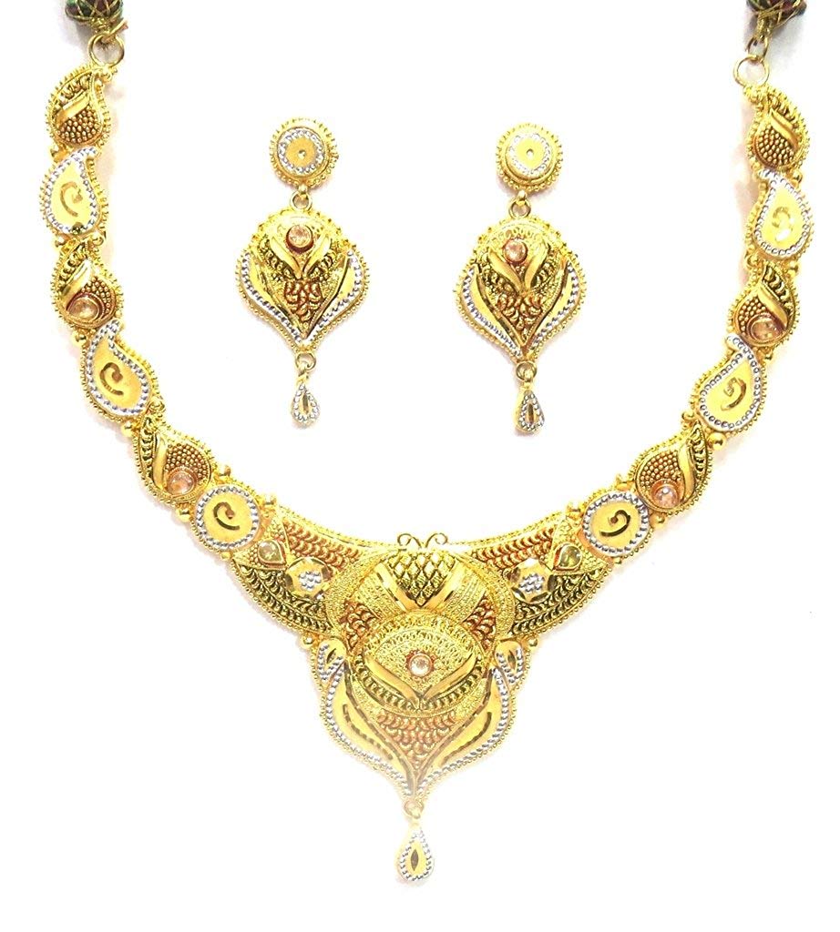 Jewelshingar Jewellery Bandhel Gold Plated Colour Gold Necklace set For Women (42978-necklace-g)