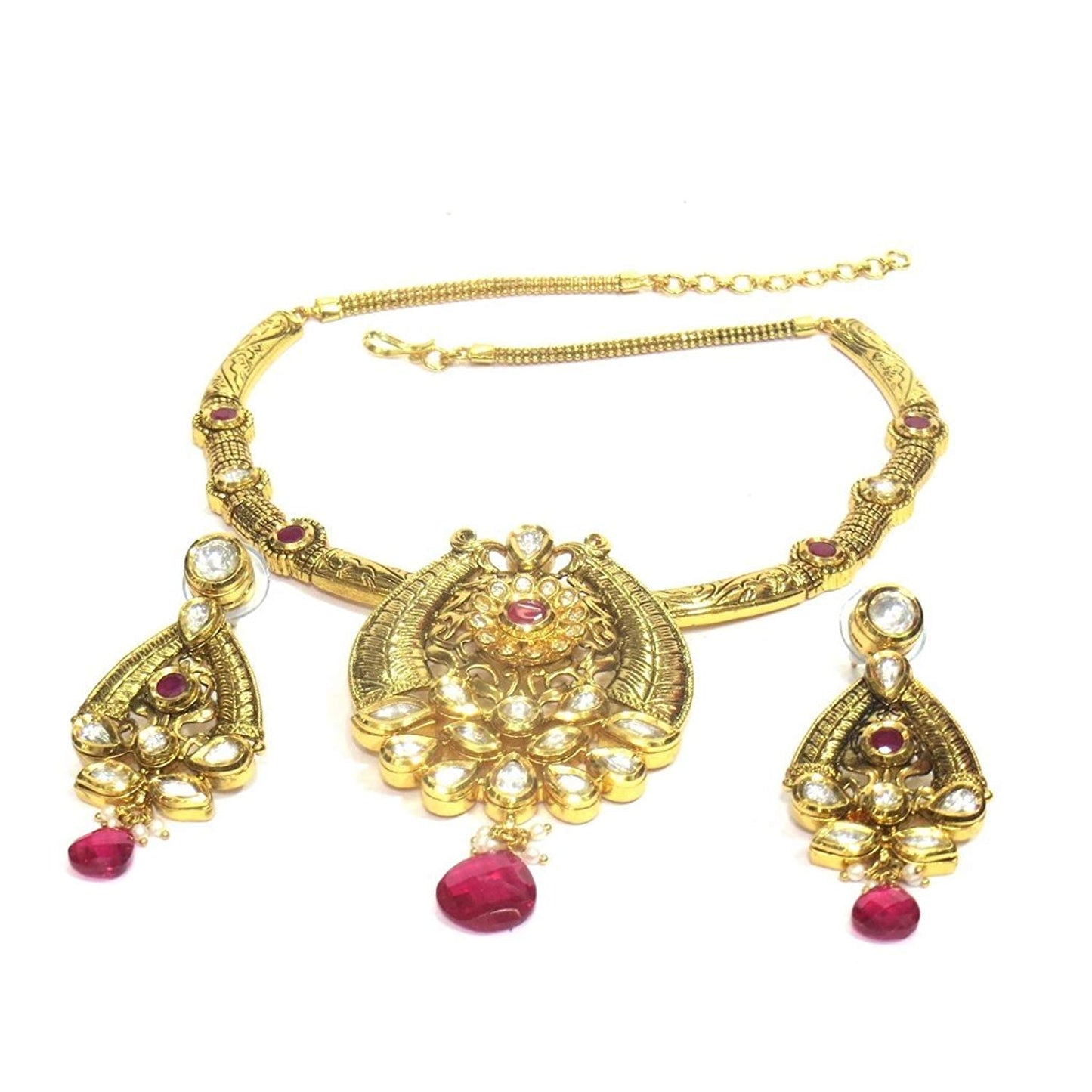 Jewelshingar Jewellery Fine Quality Gold Plated Pendant Set For Women ( 26116-acs-ruby )