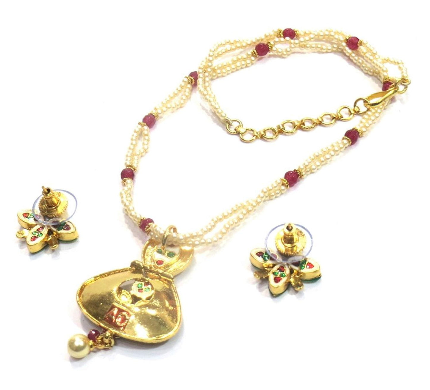 Jewelshingar Jewellery Fine Kundan Gold Plated Colour Gold Pendant Set For Women (42628-acs-ps)