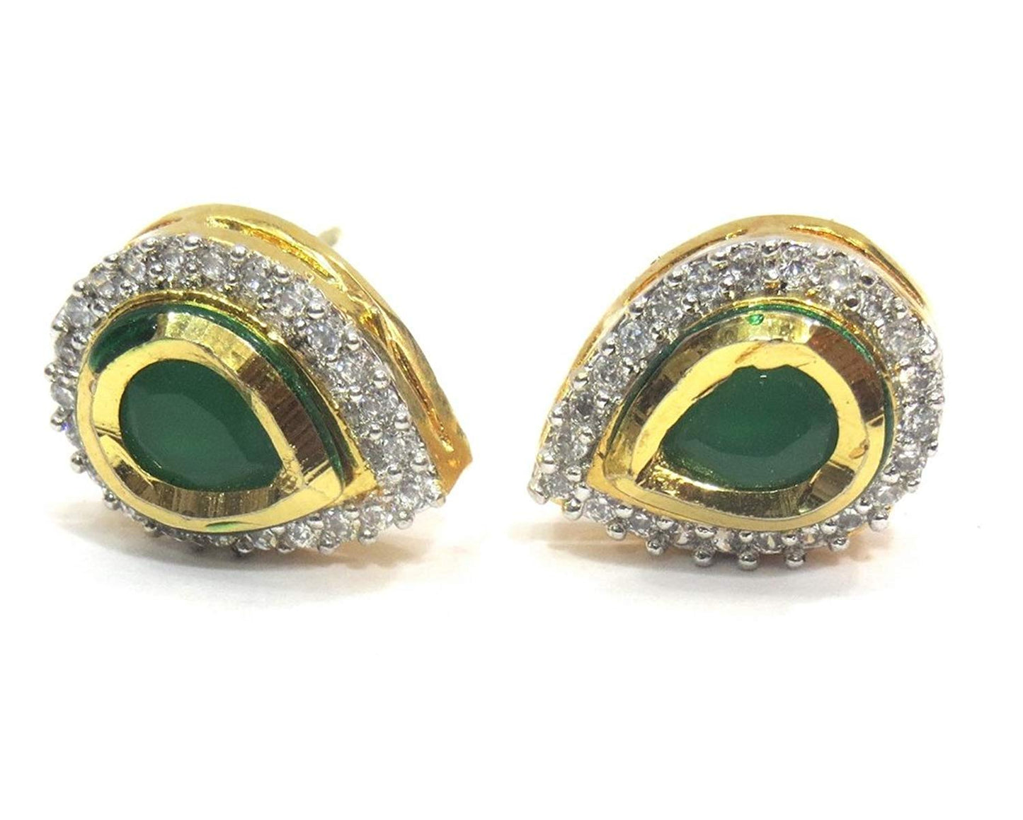 Jewelshingar Jewellery Fine Plated Stud Earrings For Women ( 18178-gjt-green )
