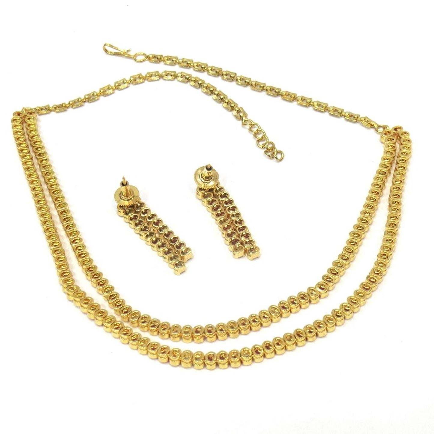 Jewelshingar Jewellery American Diamond Necklace Set For Girls ( 17401-nad-ruby )