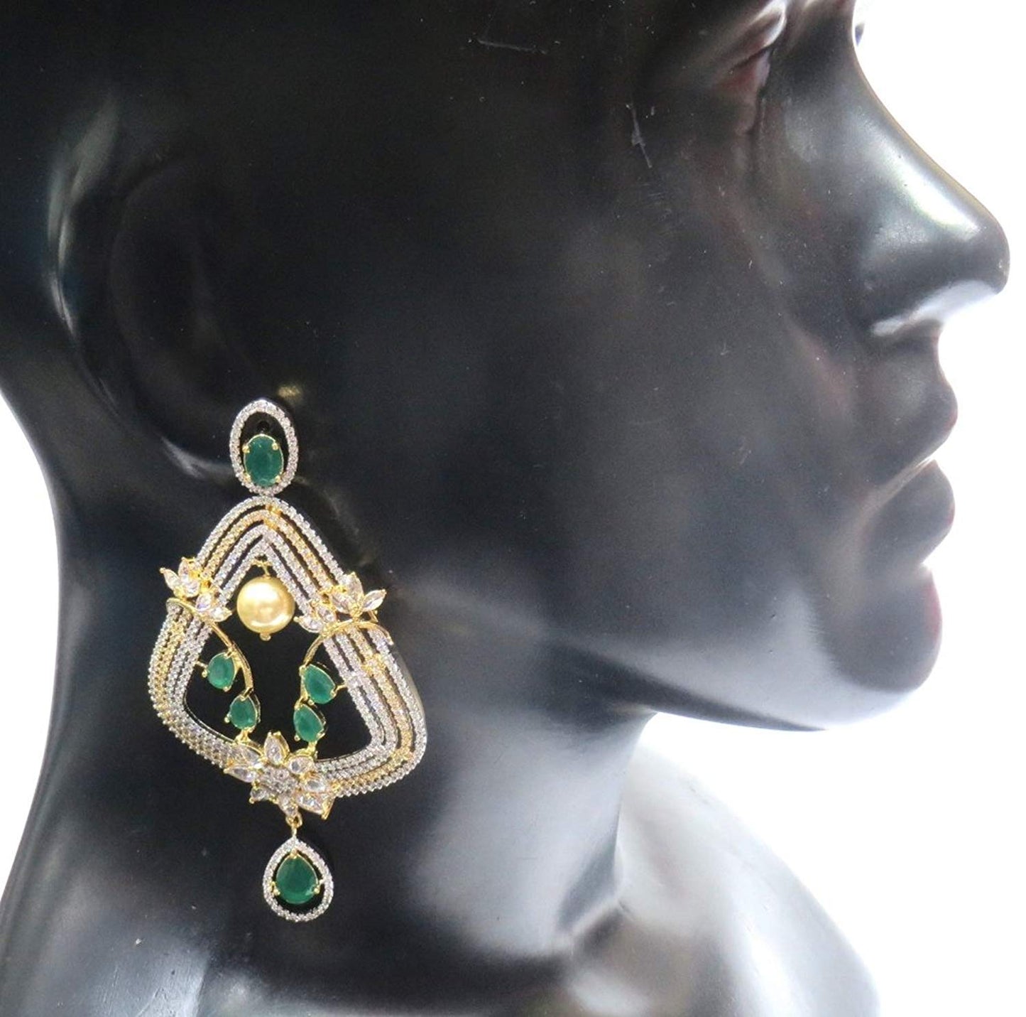 Jewelshingar Jewellery Fine Gold Plated Dangle & Drop Earrings For Girls ( 34566-ead-green )