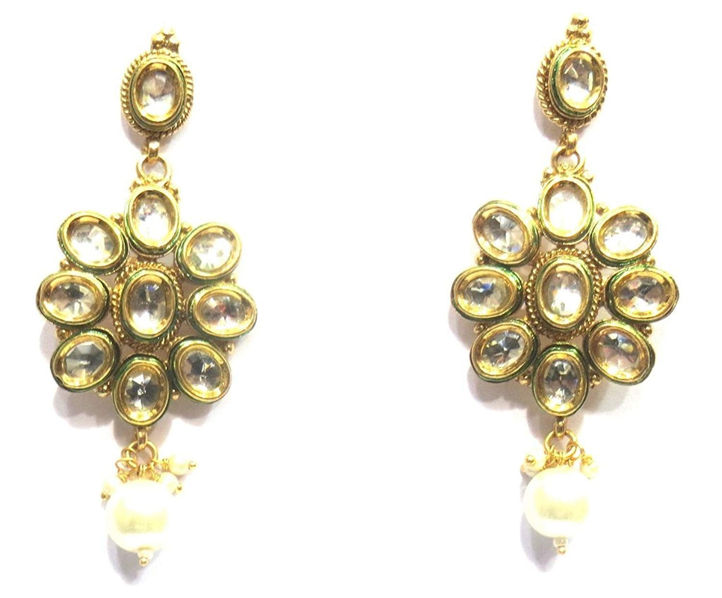 Jewelshingar Jewellery Gold Plated Clear Colour Earrings For Women (43560-pe)