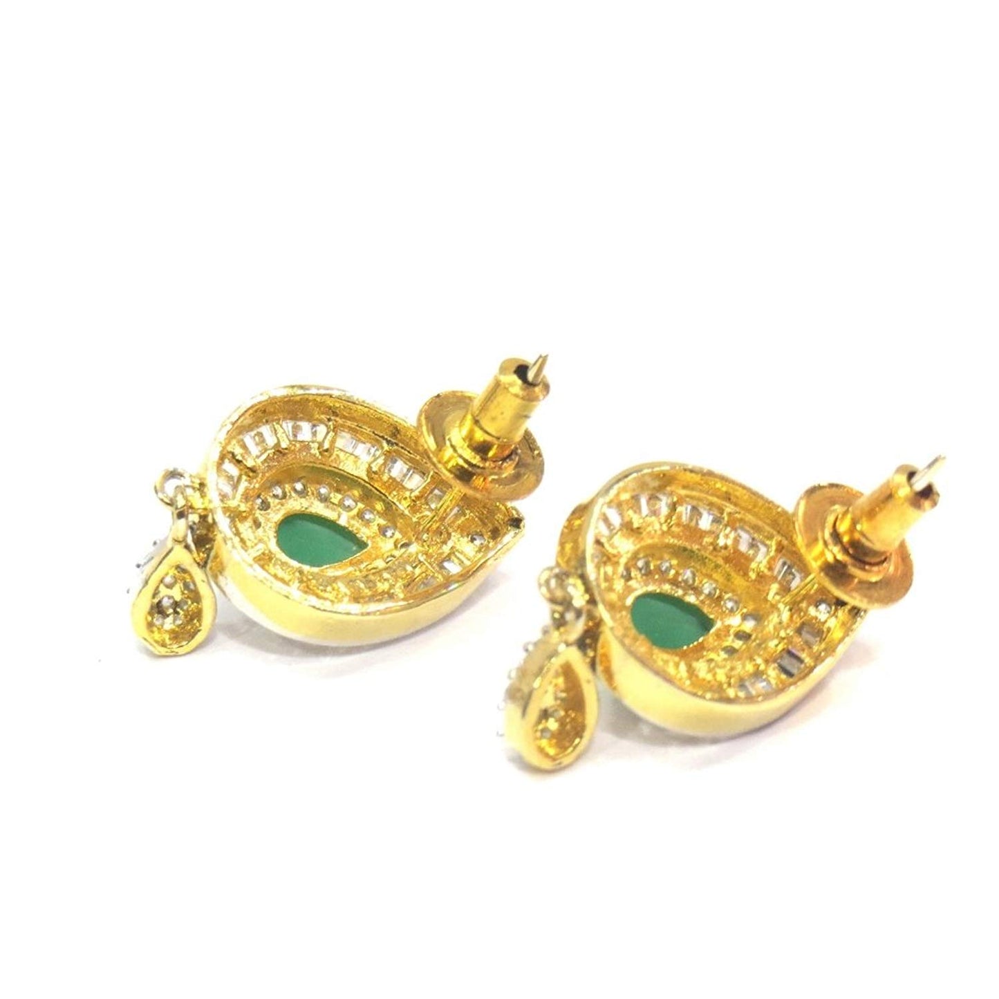 Jewelshingar Jewellery Fine Plated Stud Earrings For Women ( 18104-gjt-green )