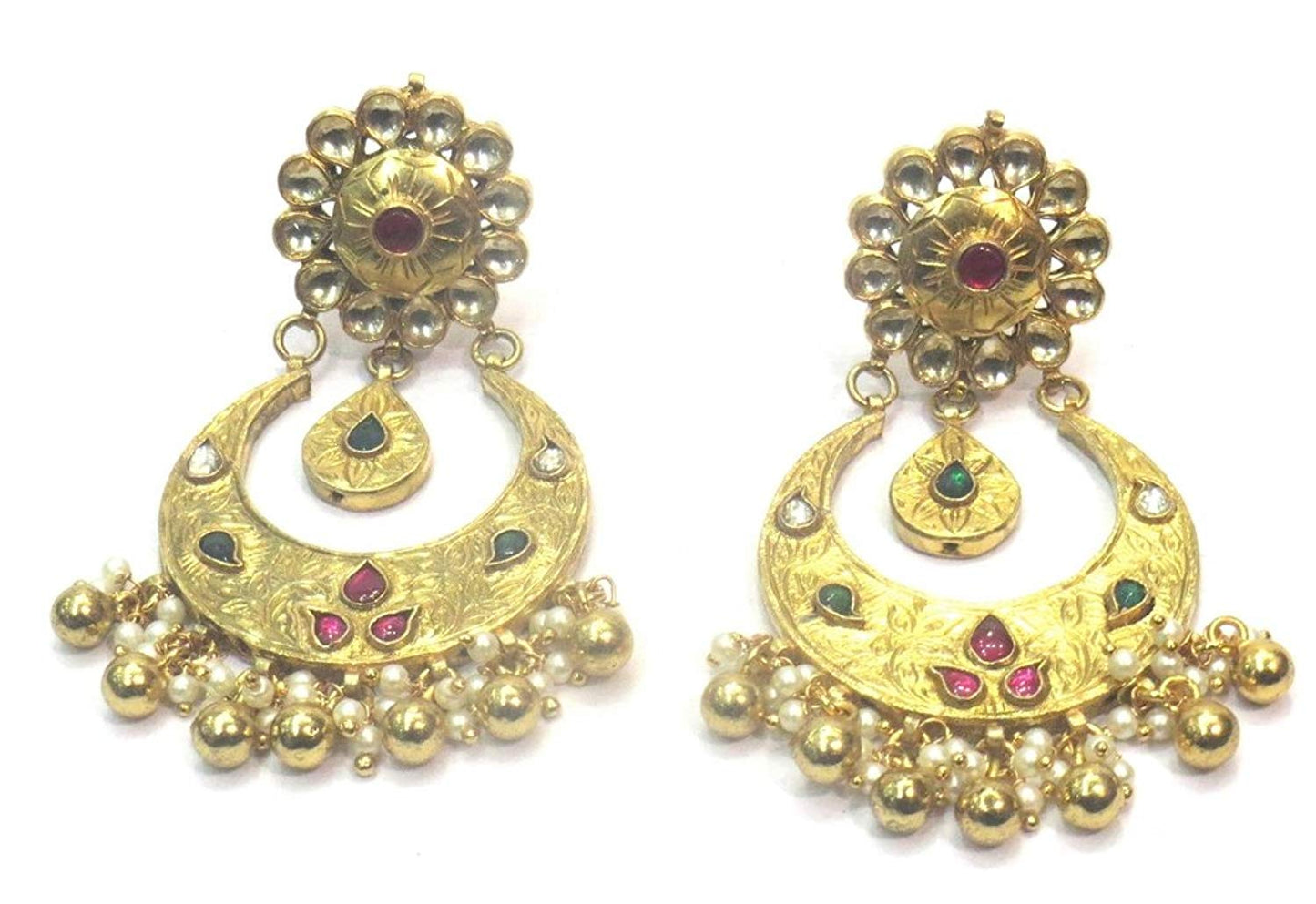 Jewelshingar Jewellery Polki Kundan Dangle & Drop Earrings Earings For Women ( 37204-dce-multi )
