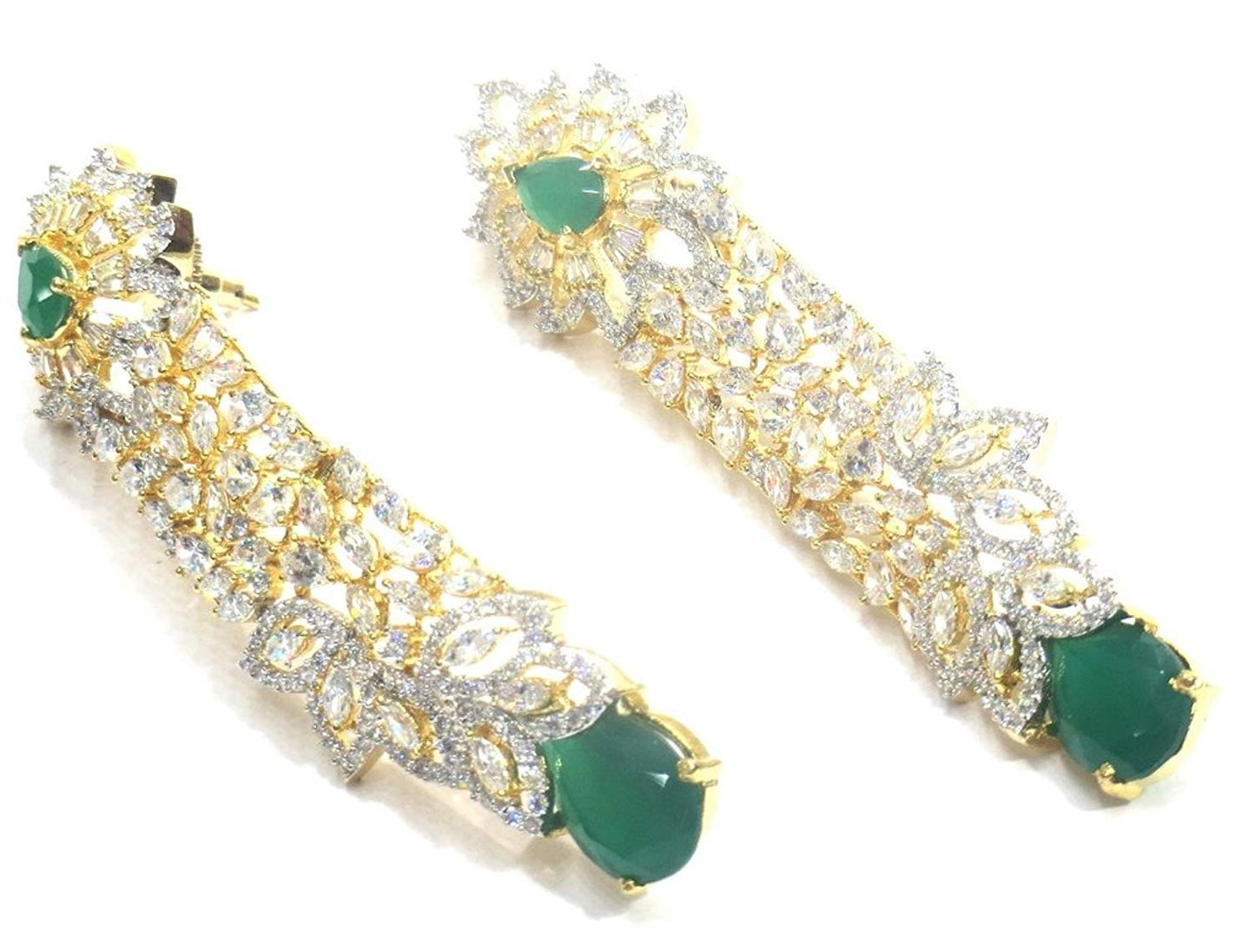Jewelshingar Jewellery Fine Gold Plated Dangle & Drop Earrings For Girls ( 34570-ead-green )