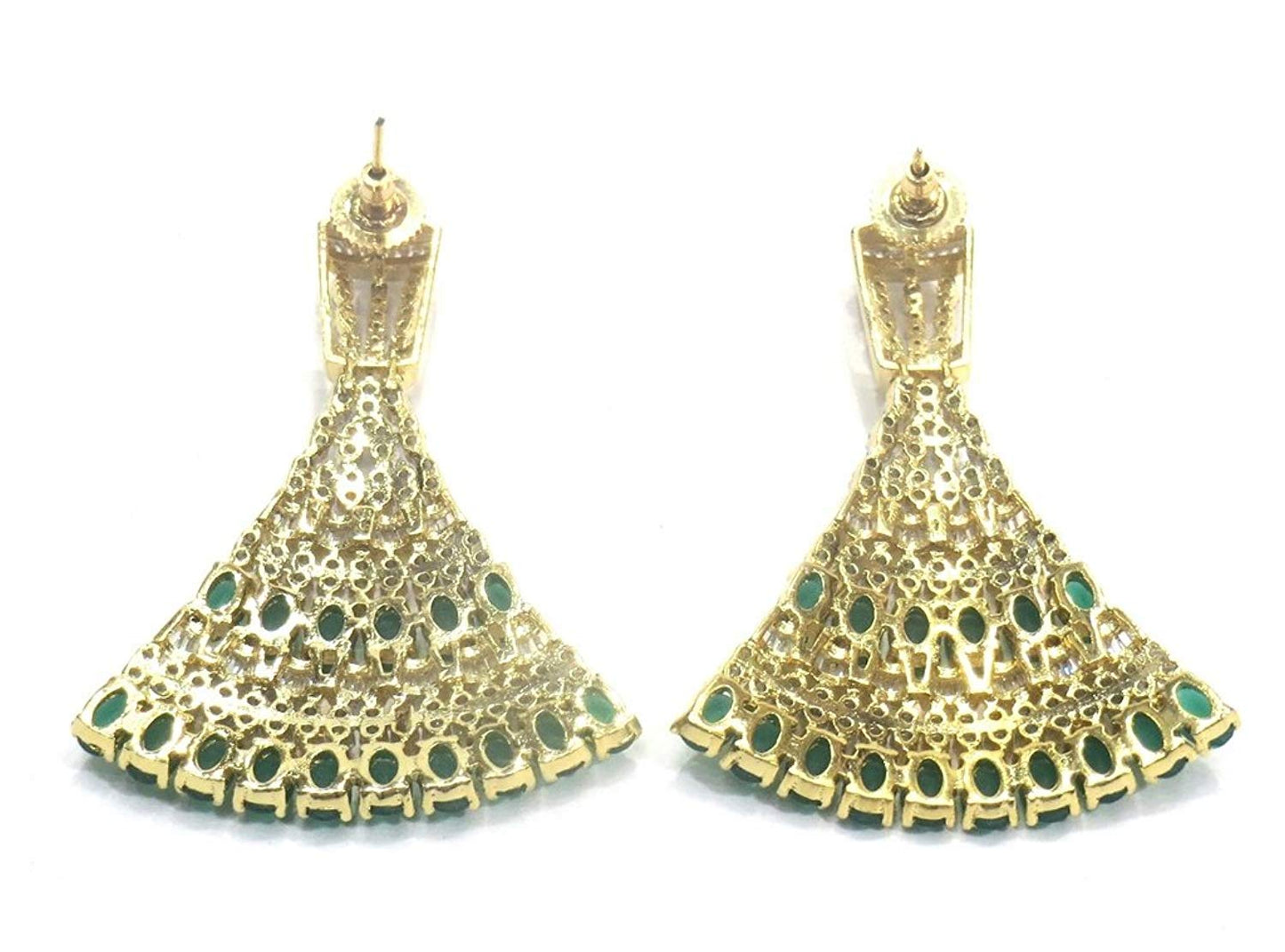 Jewelshingar Jewellery Fine Gold Plated Dangle & Drop Earrings For Girls ( 34583-ead-green )