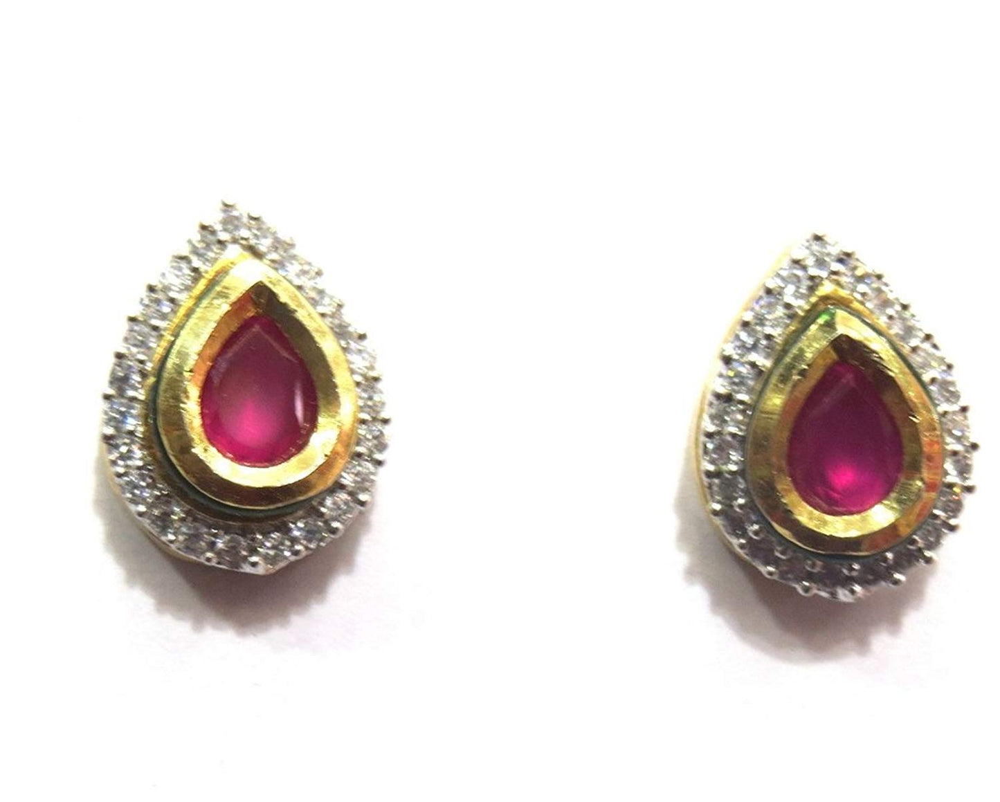 Jewelshingar Jewellery Fine Plated Stud Earrings For Women ( 18174-gjt-ruby )