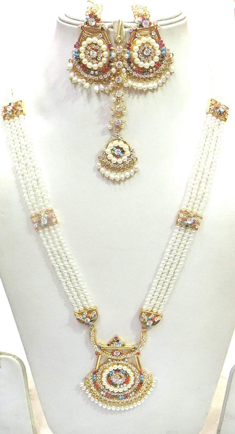 Jewelshingar Jewellery Jadau Gold Plated Colour multiLong Necklaces For Women (43151-rh-jadau-multi)