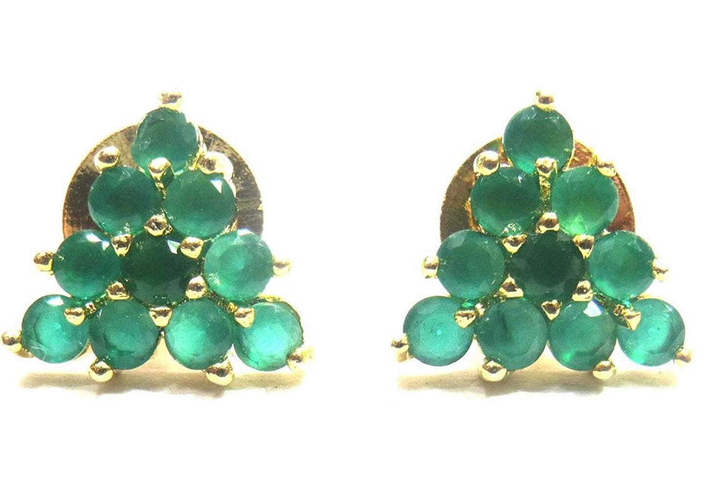 Jewelshingar Jewellery Diamond Looking Stud Earrings For Women ( 39493-ead-studds-green )