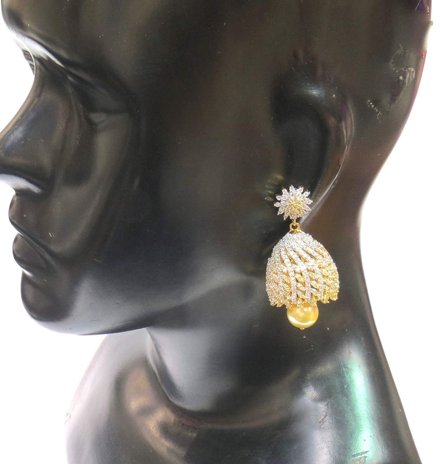 Jewelshingar Jewellery Fine American Diamond Earrings For Women ( 38445-ead-jhumki )
