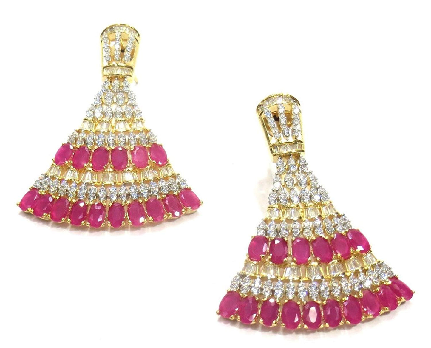 Jewelshingar Jewellery Fine Gold Plated Dangle & Drop Earrings For Girls ( 34666-ead-ruby )