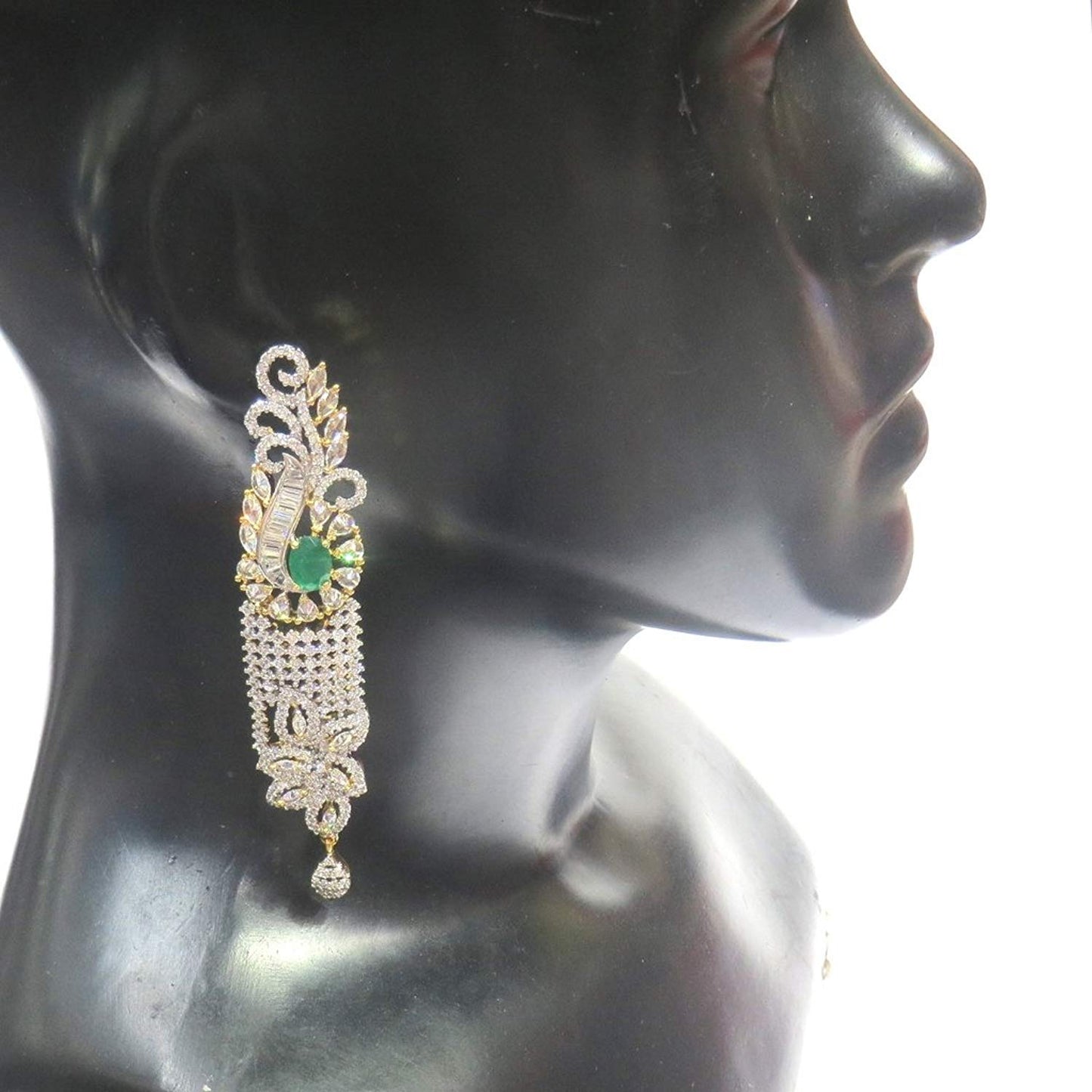 Jewelshingar Jewellery Fine Gold Plated Dangle & Drop Earrings For Girls ( 34578-ead-green )
