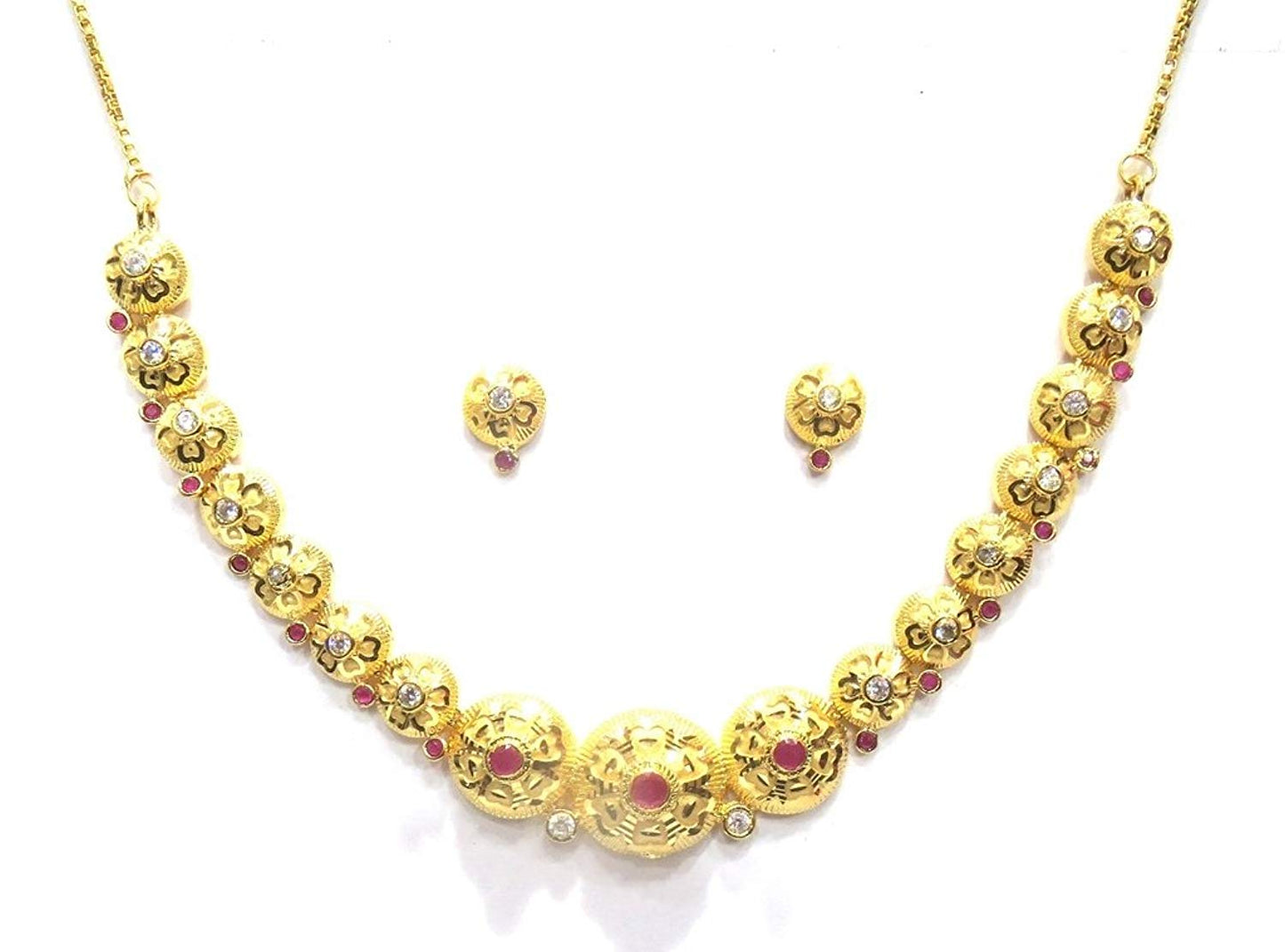 Jewelshingar Jewellery Bandhel Gold Plated Colour Gold Necklace set For Women (43018-necklace-g)