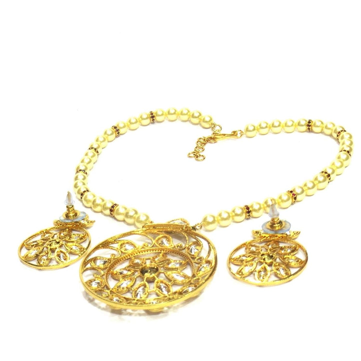 Jewelshingar Jewellery Gold Plated Necklace Set In Gold Colour For Women ( 21263-acs )