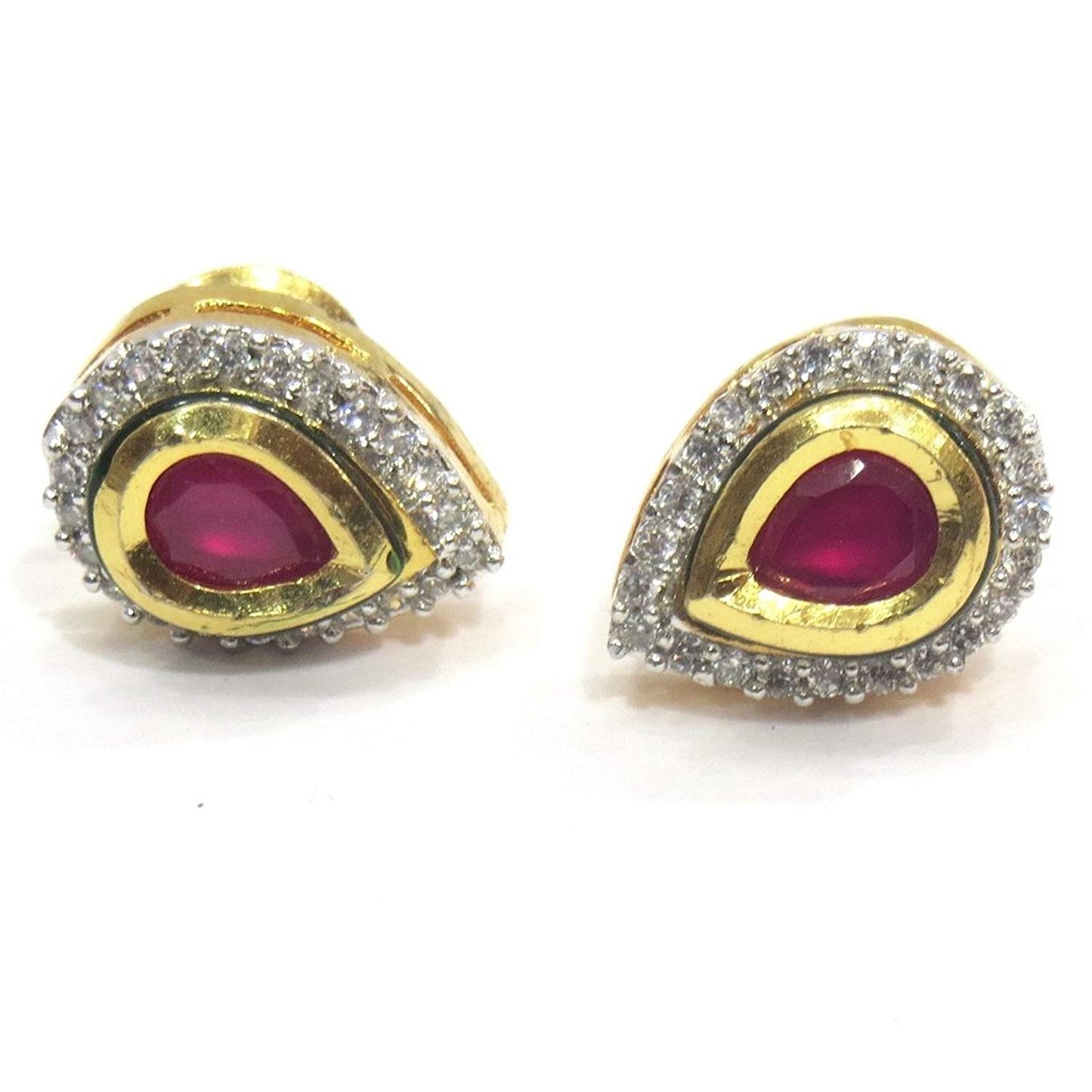 Jewelshingar Jewellery Fine Plated Stud Earrings For Women ( 18174-gjt-ruby )