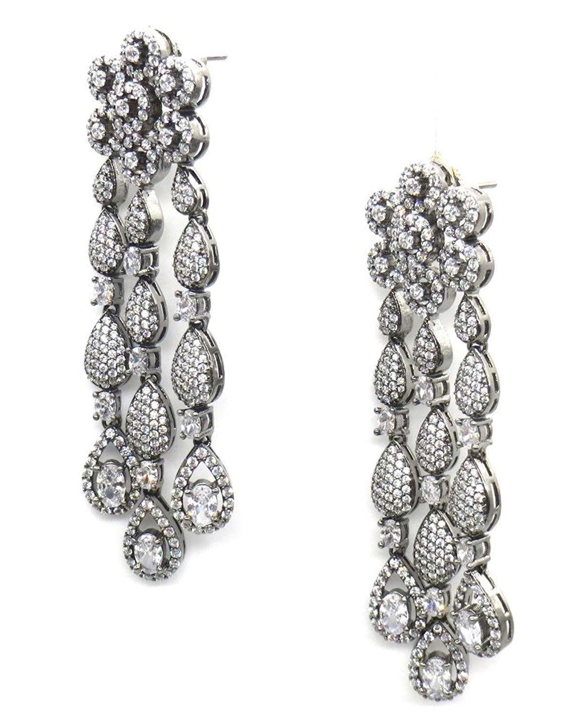 Jewelshingar Jewellery Victorian Plated Clear Colour Earrings For Women (44380-ead)