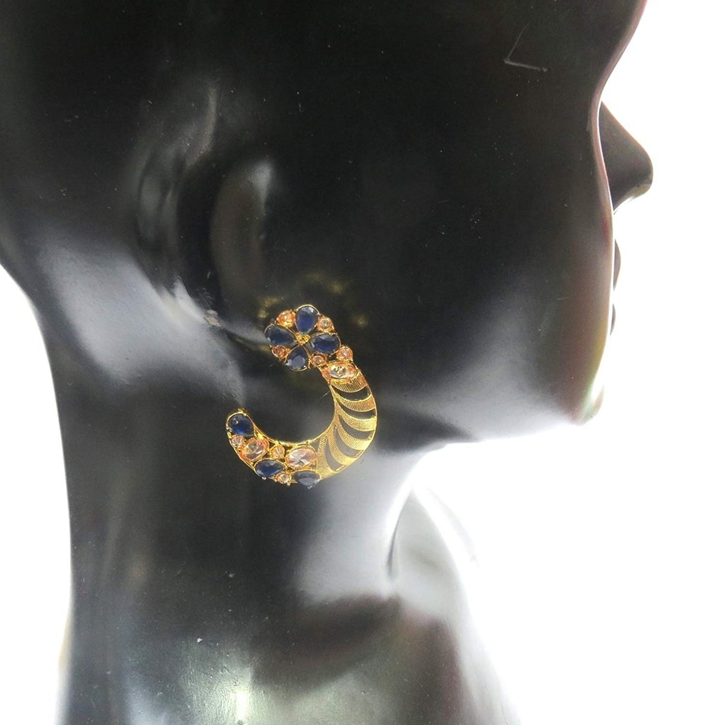 Jewelshingar Jewellery Fine Gold Plated Dangle & Drop Earrings For Girls ( 34887-pe-blue )