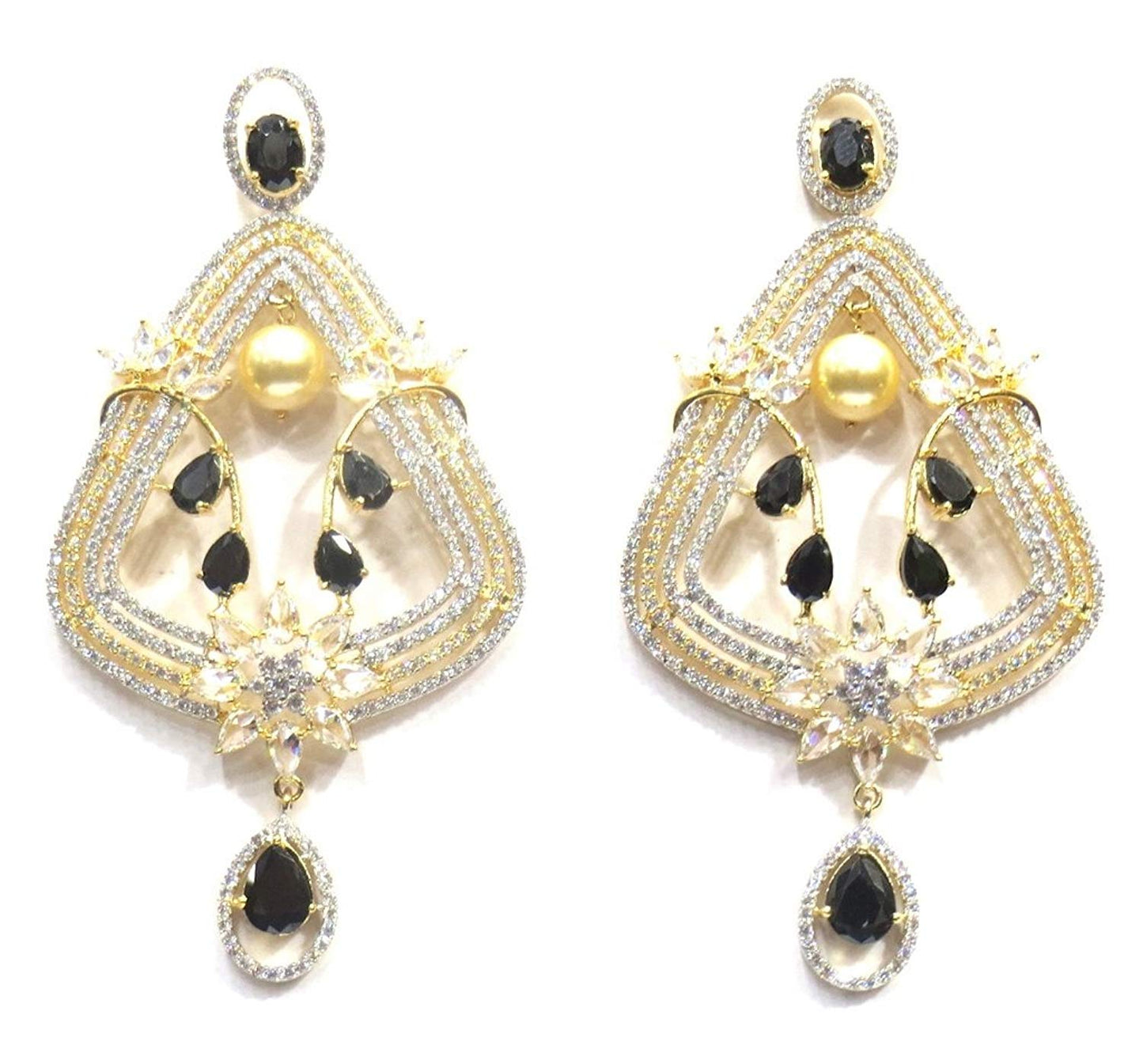 Jewelshingar Jewellery Fine Gold Plated Dangle & Drop Earrings For Girls ( 34721-ead-black )