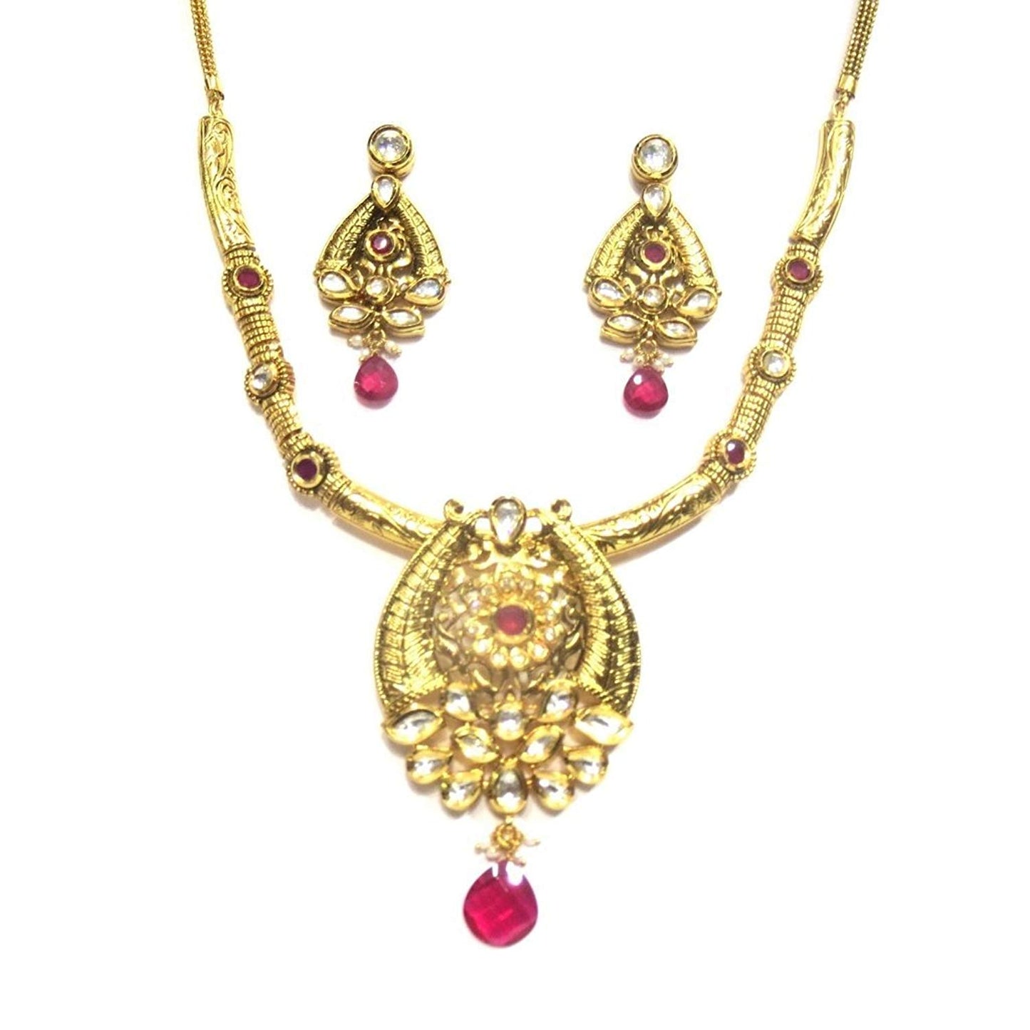 Jewelshingar Jewellery Fine Quality Gold Plated Pendant Set For Women ( 26116-acs-ruby )