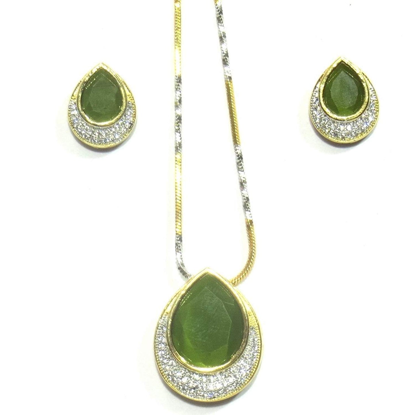 Jewelshingar Jewellery Fine Quality Pendant Set For Women ( 25796-psad-green )