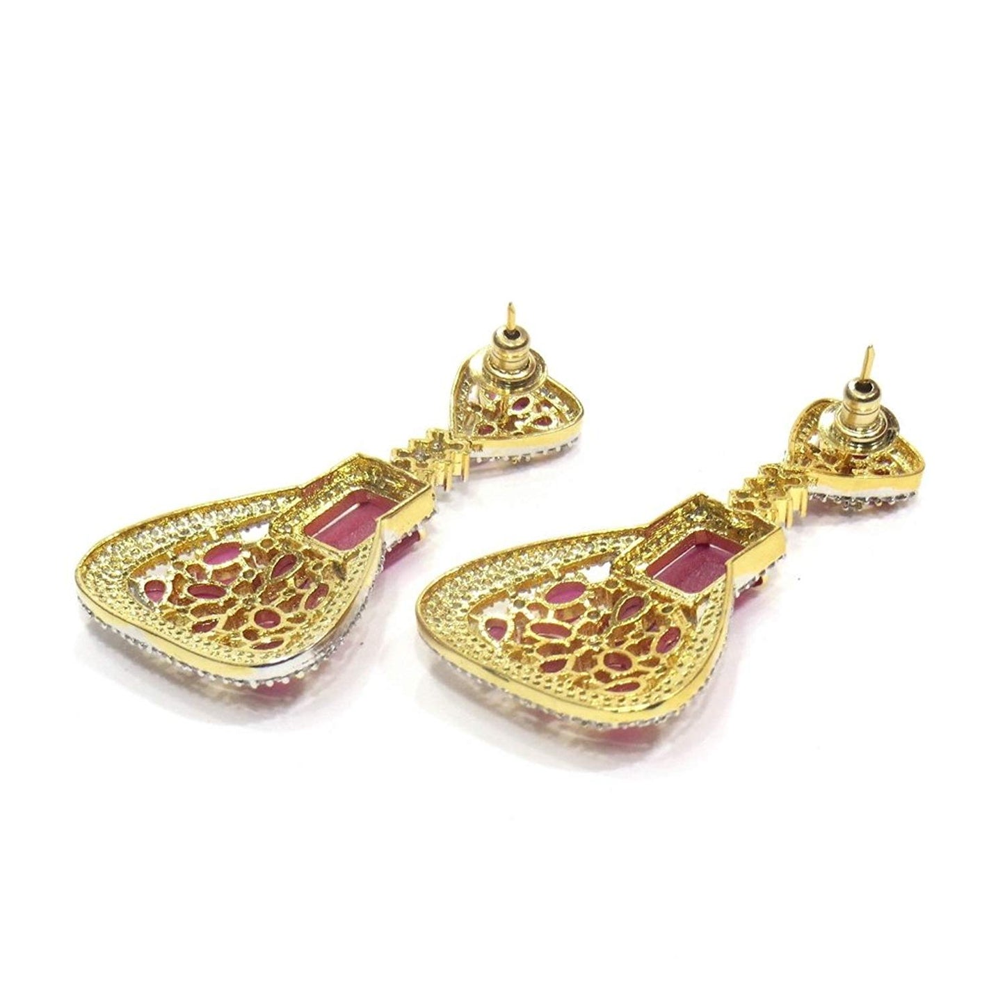 Jewelshingar Jewellery Fine Plated Dangle & Drop Earrings For Women ( 18511-ead-ruby )