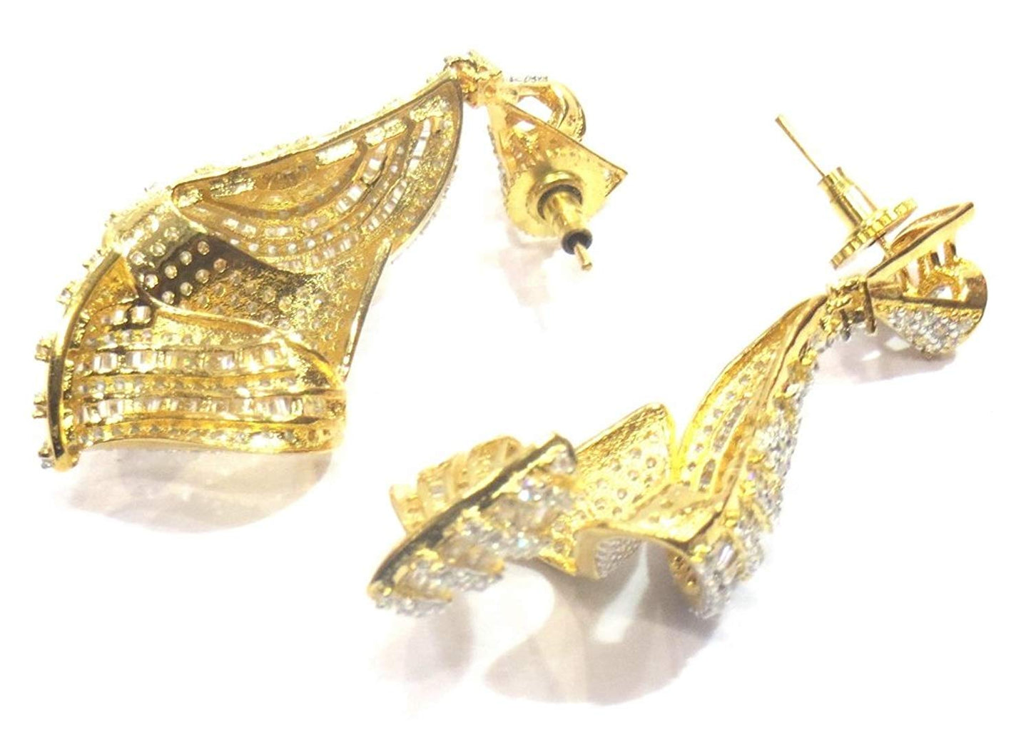 Jewelshingar Jewellery Silver Gold Plated Clear Colour Earrings For Women (43701-ead)