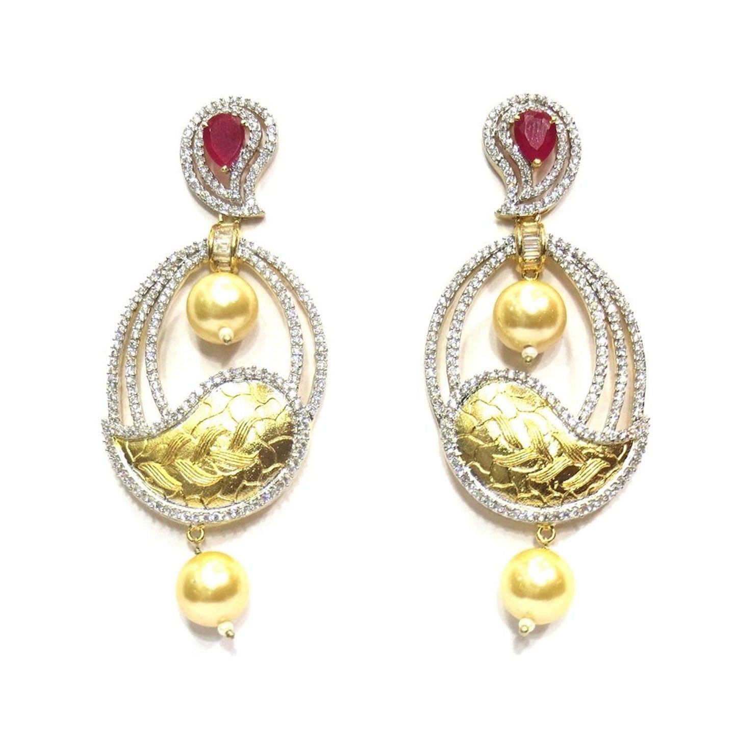 Jewelshingar Jewellery Fine Plated Dangle & Drop Earrings For Women ( 18519-ead-ruby )