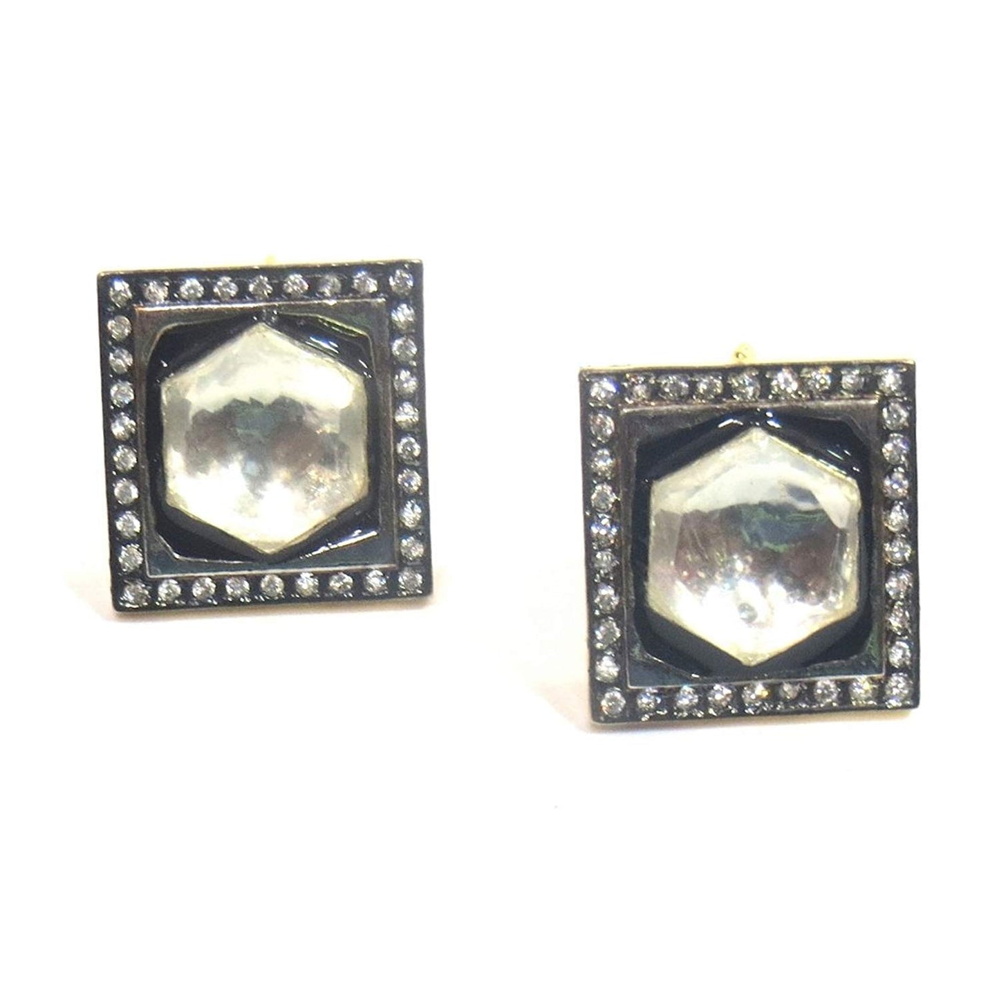 Jewelshingar Jewellery Fine Black Plated Stud Earrings For Women ( 31922-ead-studs-victorian )