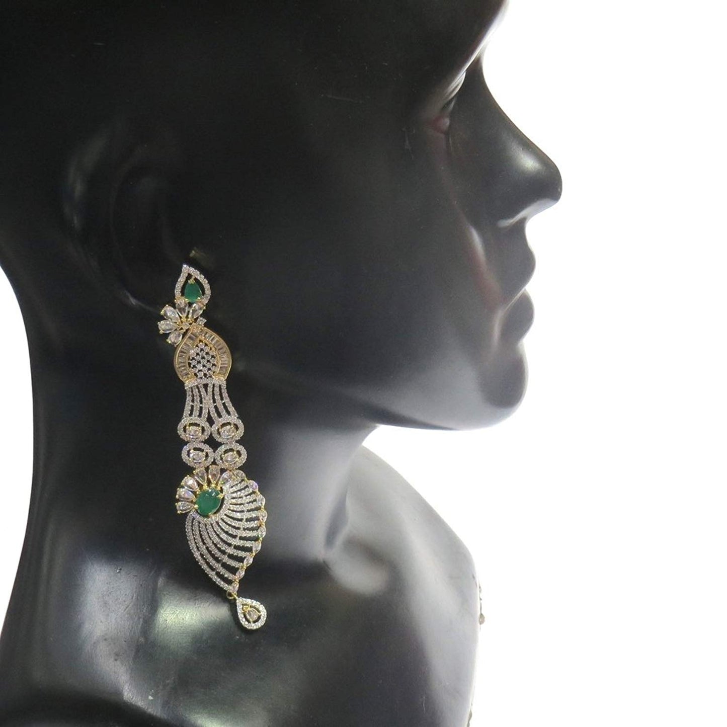 Jewelshingar Jewellery Fine Gold Plated Dangle & Drop Earrings For Girls ( 34561-ead-green )