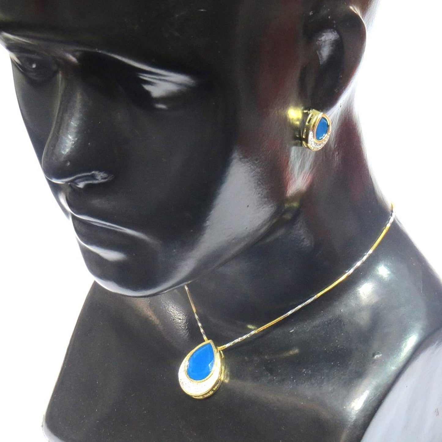 Jewelshingar Jewellery Fine Quality Pendant Set For Women ( 25792-psad-blue )