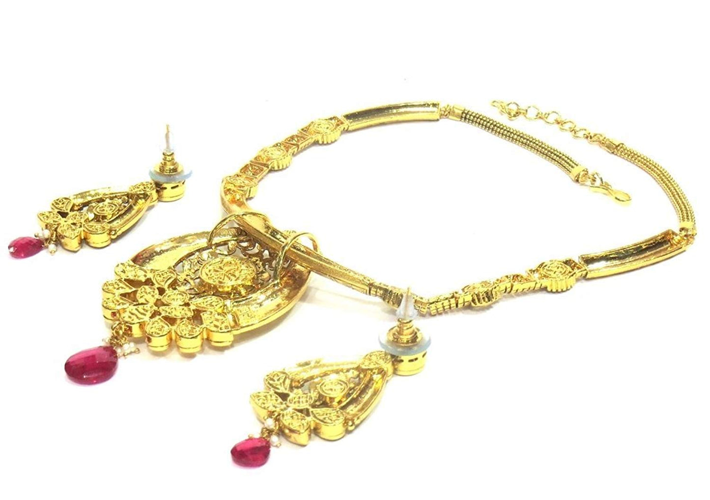 Jewelshingar Jewellery Fine Quality Gold Plated Pendant Set For Women ( 26116-acs-ruby )