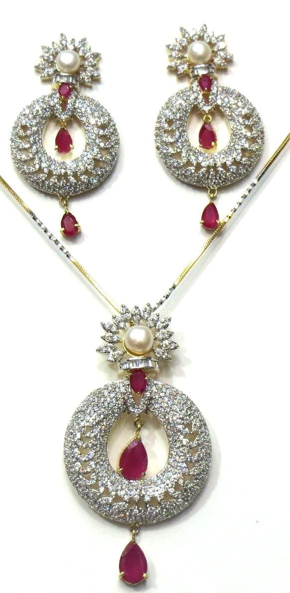 Jewelshingar Women's Gold Plated Pendant Set White Jewellery ( 1994-rps-a ) - JEWELSHINGAR